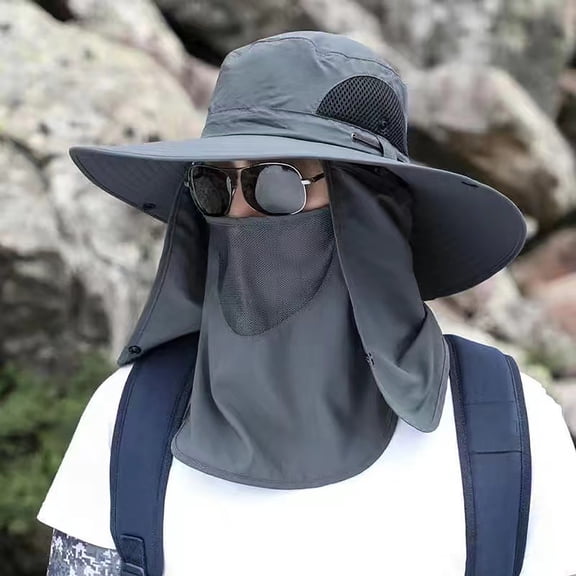 Zhangnan Nylon Sun Hats for Women and Men UPF 50 Sun Protection and Neck Flap,Bucket Hat for Men and Women-Dark Gray