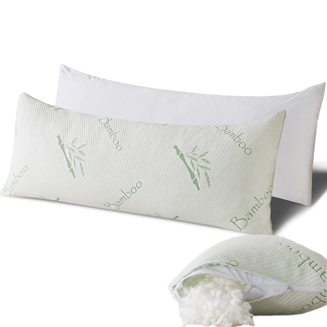 Full Body Pillow for Adults Shredded Memory Foam Long Pillow for Sleeping with Removable Bamboo Cover Firm Hug Pillows for Side a