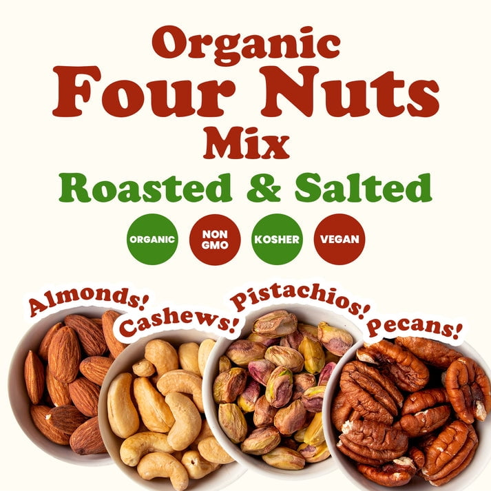 Organic Four Nuts Mix, 2 Pounds – Non-GMO, Vegan, Kosher, Bulk – by Food to Live