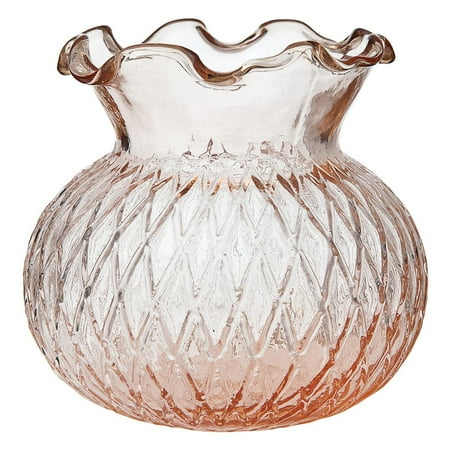 Vintage Flower Centrepieces Luna Bazaar Vintage Glass Vase (4-Inch, Daisy Short Ruffled Design, Vintage Pink) - Decorative Flower Vase - For Home Decor and Wedding Centerpieces ()