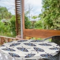 thumbnail image 2 of Ambesonne Moth Drawing Fitted Round Tablecloth, Jungle Animal Wingy, 36"- 40" Diameter, Dark Sky Blue Off White, 2 of 5
