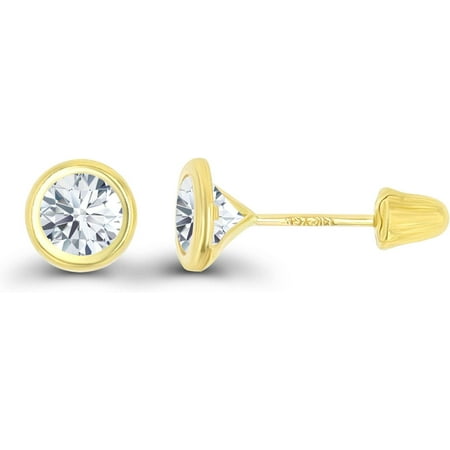 NYS Jewellers 1.45 Ct Round Cut Diamond Womens Stud Bezal Earrings 14K Yellow Gold Plated 925 Sterling Silver
