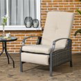 thumbnail image 2 of Outsunny Outdoor Rattan Recliner with Adjustable Back Footrest and Cushion, 2 of 10