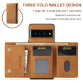 thumbnail image 2 of Back Wallet Case for Google Pixel 7 Pro, Detachable Card Slots Holder Kickstand Magnetic Closure Cover with Premium PU Leather Soft Silicone Shockproof Drop Resistant Protective Case,Brown, 2 of 9