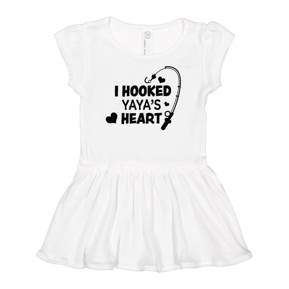 Inktastic I Hooked Yayas Heart with Fishing Rod Girls Baby Dress