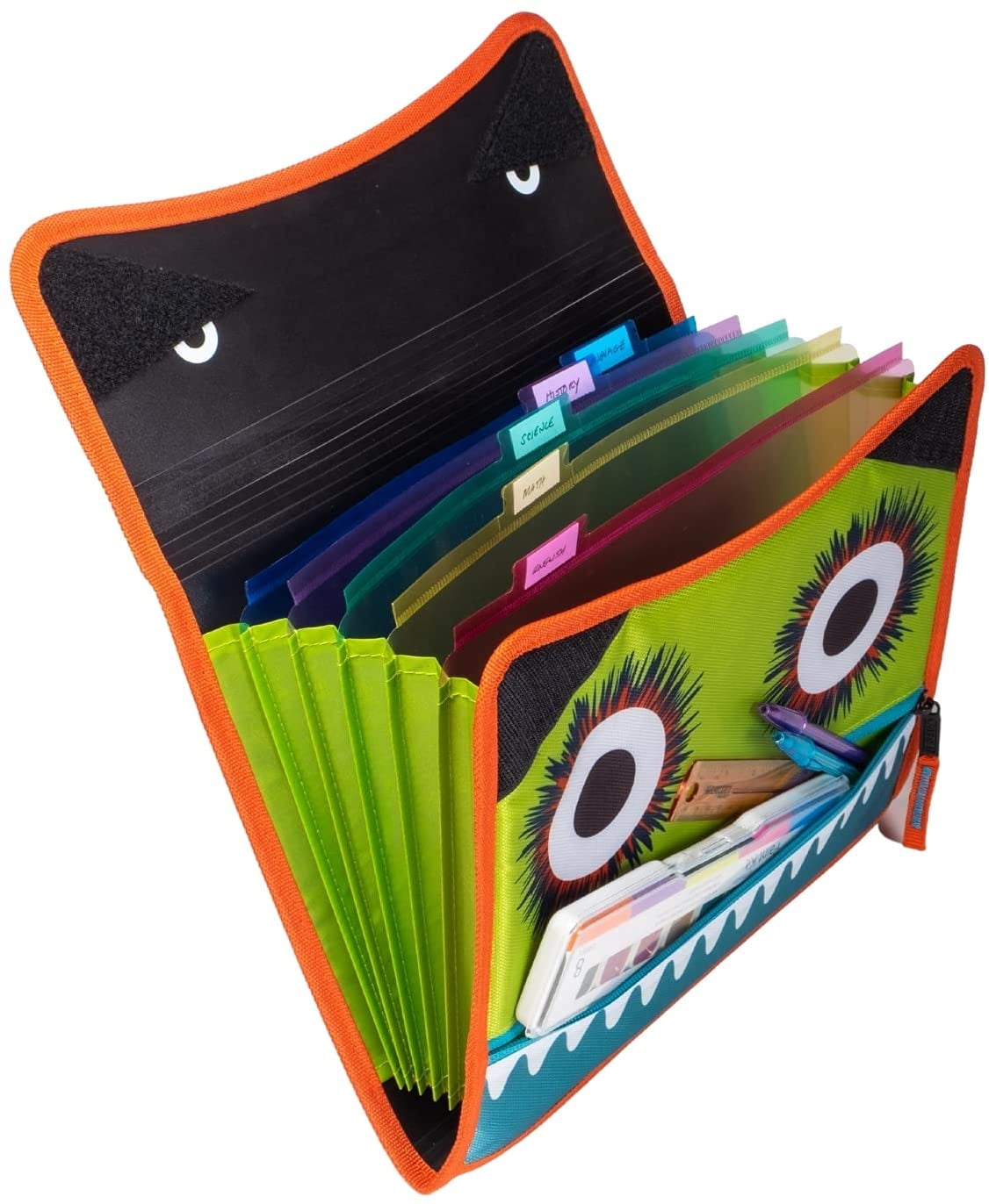 Case-it Sidekick Zipper Binder with 5-Color Tabbed Expanding File for Office, Aqua