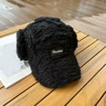 thumbnail image 3 of D GROEE Ladies Ear protective Baseball Winter Ladies Hat Earflaps Ear Thickened Plush Long Brim Sunshade Solid Color Lace Up Strap Windproof Lei Black, 3 of 8