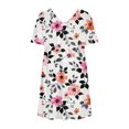 thumbnail image 3 of Dwaogom Women's Fashion Summer Casual Loose Printed Sleeveless V-Neck Dress Long Sleeve Floral Maxi Long Dress Pink Wedding Guest Dress Fifties Dresses, 3 of 4