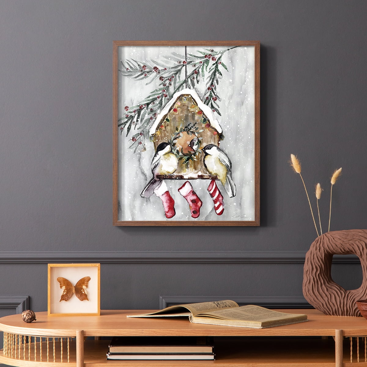 Winter Birds Framed Print - Solid Wood in Single Picture Frame Solid Wood 2 Framed Print