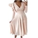 thumbnail image 1 of Otoño e invierno mujeres sexy cuello en V sólido adelgazante manga larga volante dibujar vestido de fiesta Fridja  NMB3316, 1 of 8