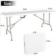 thumbnail image 2 of ormmor Products 6ft Plastic Folding Table, Indoor Outdoor Heavy Duty Portable w/Handle, Lock for Picnic, Party, Camping (6FT), Z183, 2 of 9