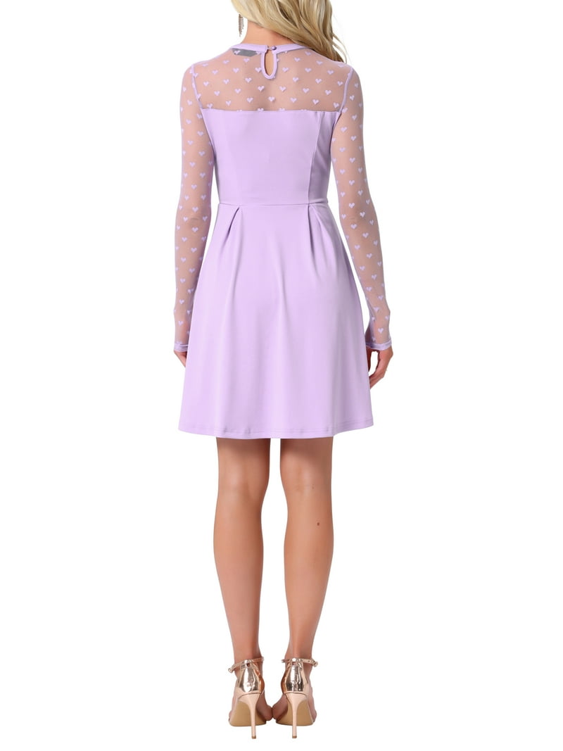 INSPIRE CHIC Women's Dress Heart Mesh Sheer Long Sleeve Gothic Cocktail  Party Mini Dress S Light Purple - Walmart.com