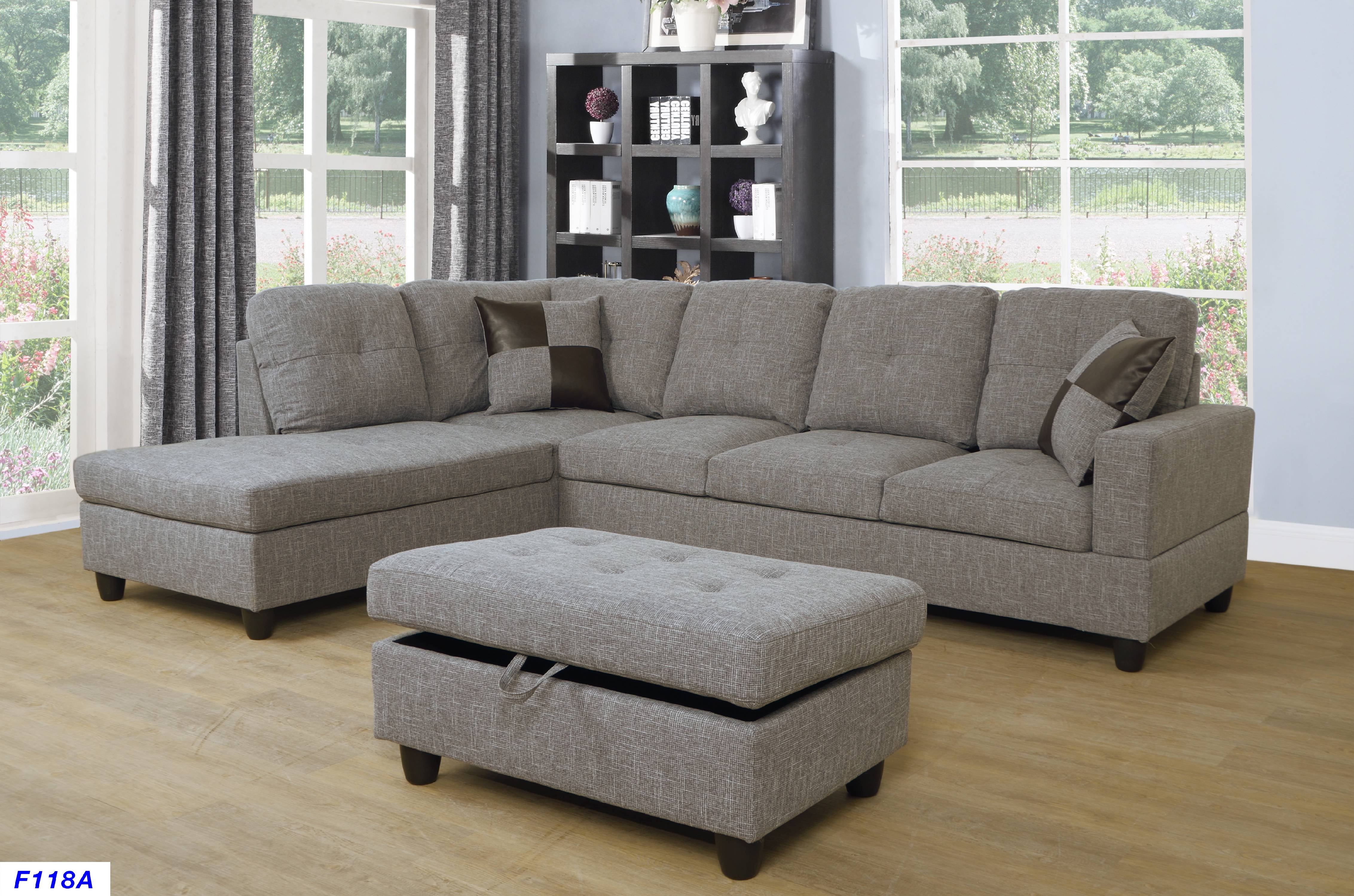 PonLiving Furniture_L Shape Sectional Sofa Set with Storage Ottoman