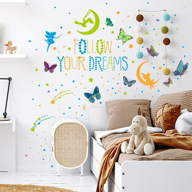 Daruoand 542pcs Glow in The Dark Fairy Wall Stickers Luminous Colorful Wall Decals Durable PVC Stickers