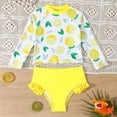 thumbnail image 2 of Zylarhe Girls Swimsuit Girls Long Sleeve Two Piece Swim Set Rash Guard Top and Swim Shorts for Sun and Comfort Yellow 7 Years, 2 of 7