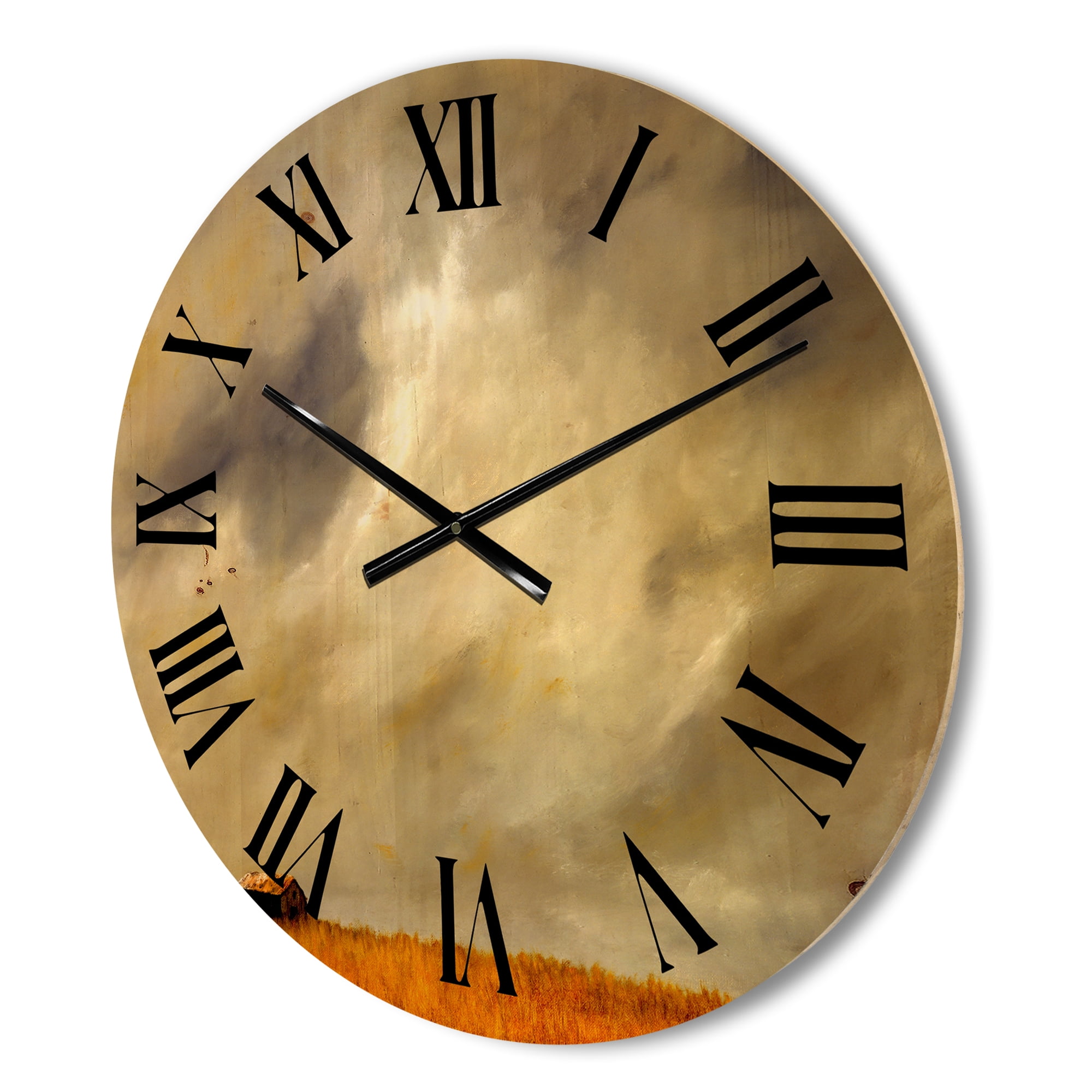 Designart 'Desert Farmhouse Under Cloudy Sky I' Farmhouse Wood Wall Clock