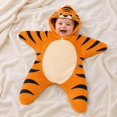 thumbnail image 2 of GiLiling Baby Cow Starfish Hooded Onesie for Boys Girls, Fleece Swaddle Jumpsuit, Infant Outfit Newborn Halloween Photo Prop Sleep Sack, 2 of 7