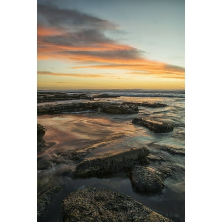 Sunset over the ocean near the city of Cape Town South Africa Stretched Canvas - Robert Postma  Design Pics (12 x