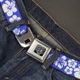 thumbnail image 2 of Buckle-Down Belt, Seatbelt Buckle Belt, Hibiscus Blue White, 34 to 52 Inches, 2 of 9