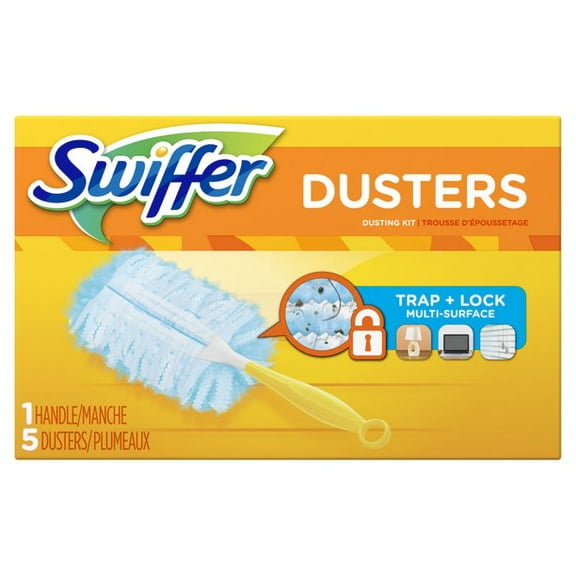 SwifferÂ® Dusters Starter Kit, Unscented, 6" Handle and 5 Dusters