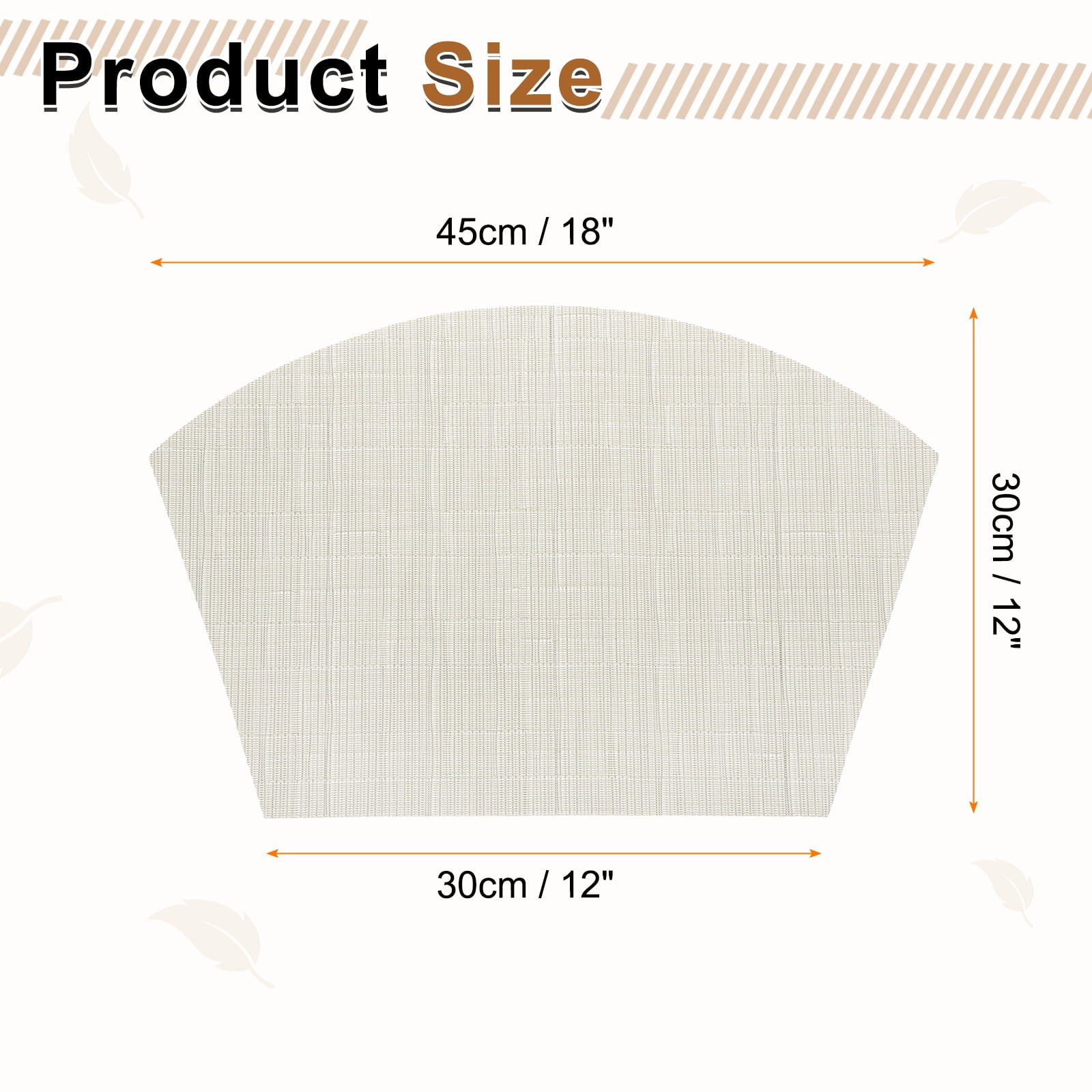 Uxcell 6pcs Wedge Placemats 18" x 12" Woven Vinyl Round Table Placemats, Beige