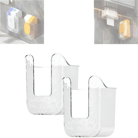 ACDANC Kitchen Wipes Storage Box, Non-Slip Flushable Wipes Holder for Bathroom Toilet, Wall-Mounted Clear Wet Tissue Dispenser Container Box No Punching Refillable Keeps Baby Wipes Case