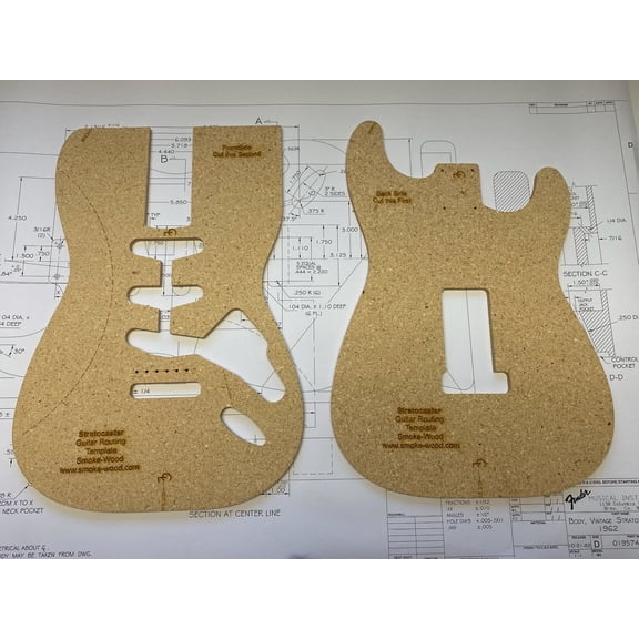 Combo Stratocaster/Telecaster Guitar Router Templates w/Blueprints