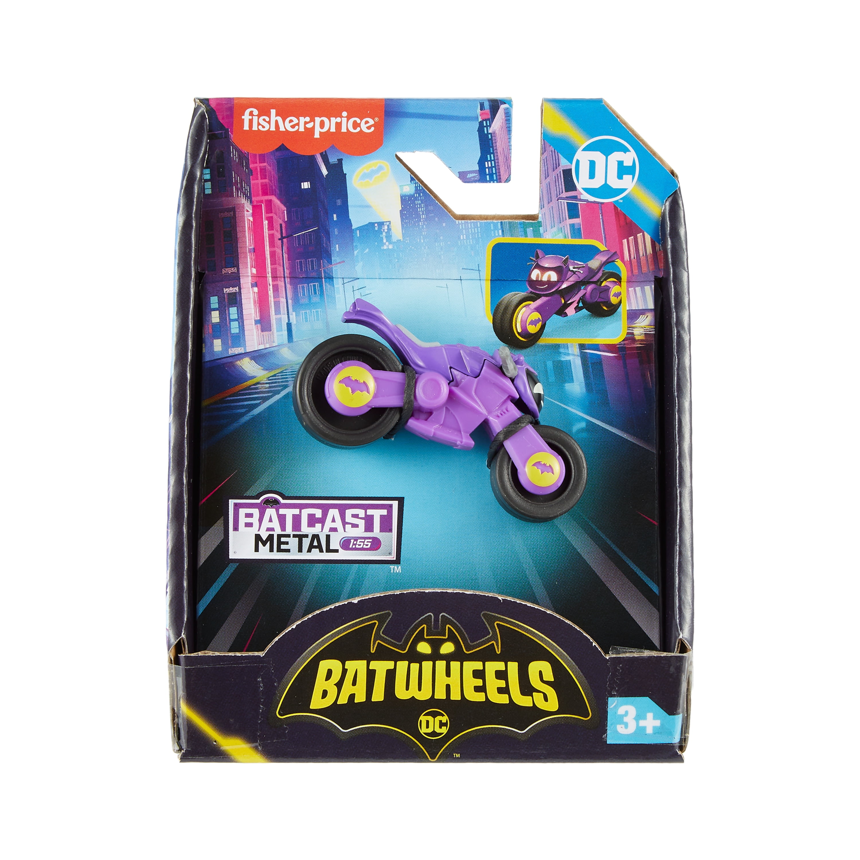 Fisher-Price DC Batwheels 1:55 Scale Diecast Toy Motorcycle, Bibi the Batgirl Cycle, Preschool Toy