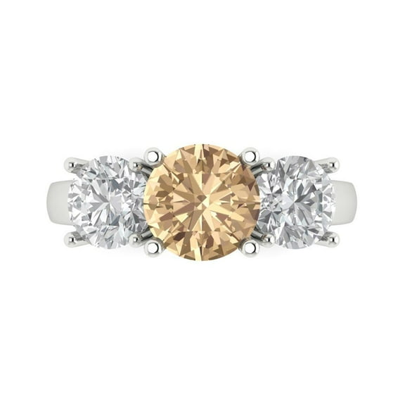 Three-Stone Engagement Ring for Women - 2.5ct Yellow Moissanite in 14K White Gold Promise Ring