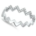 thumbnail image 4 of Eternity Wave Chevron Pointed Clear CZ Ring .925 Sterling Silver Band White Female Size 4, 4 of 4
