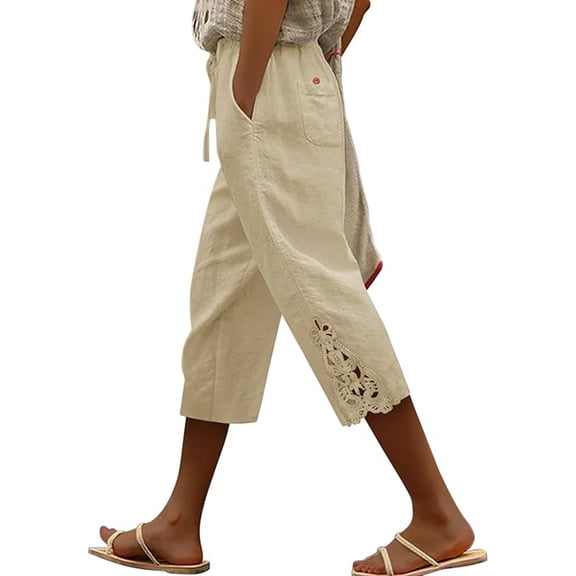 Capris Jeans for Women Trendy Wide Leg Capri Pants High Waisted Pull On Elastic Waist Summer Stretch Denim Jeans