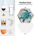 thumbnail image 6 of Naloa Watercolor Sea Turtle Leather Coasters for Drinks, Durable Drink Coasters 4 Set for Tabletop Protection, Luxurious Home Décor and Housewarming Gift ( {designName})Hexagon, 6 of 6