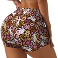 thumbnail image 2 of Vsdgher Flower Bunny print Workout Shorts for Women Seamless Soft Smooth Gym Yoga Scrunch Active Exercise Fitness Shorts, 2 of 8