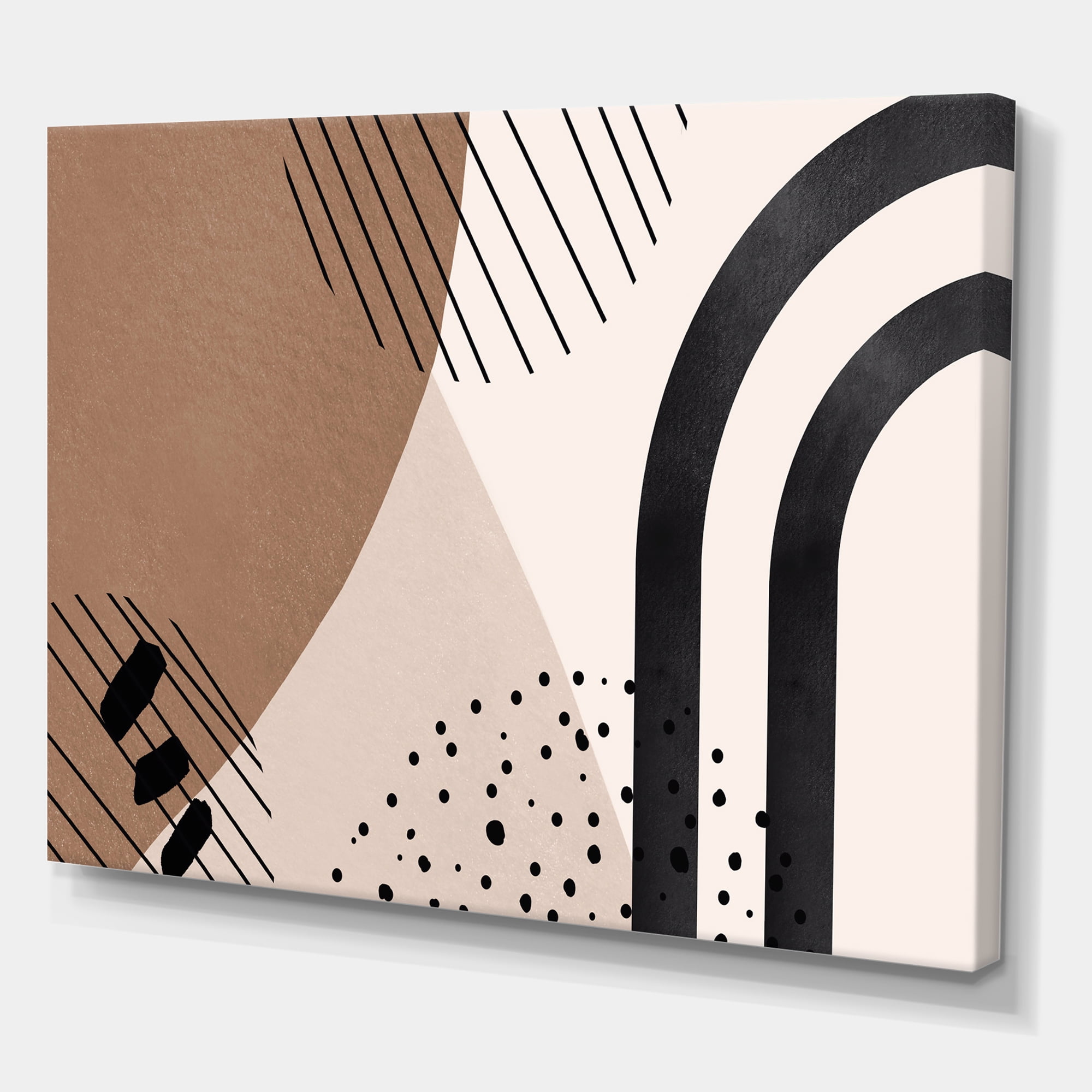Designart ' Abstract Ivory Shapes and Shapes in Terracotta I ' Modern Canvas Wall Art Print