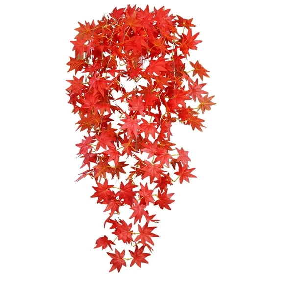 Lshn Artificial Hanging Plants, Fall Maple Leaf Garland, Fake Hanging Ivy, Autumn Greenery Decor, Silk Leaf Plants, Christmas Decorative Socks for Porch, Patio, and Indoor Hanging Baskets
