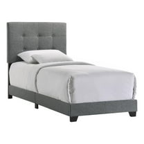 Pemberly Row Modern Fabric Twin Upholstered Bed in Gunmetal Gray