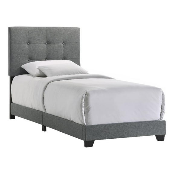 Pemberly Row Modern Fabric Twin Upholstered Bed in Gunmetal Gray