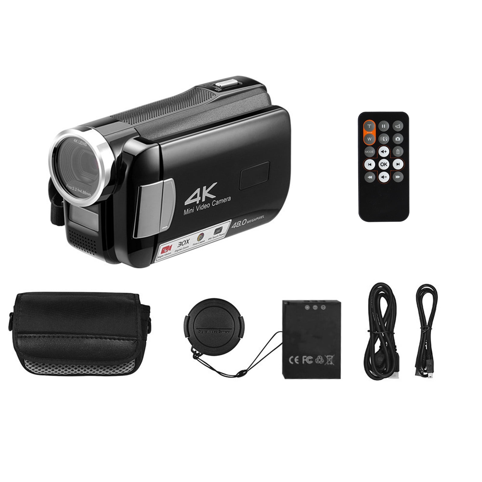 Video 4K 24FPS DV Camcorder 3.0 Inch  Screen 13MP CMOS Sensor Digital Video Camera IR Night  With Remote Control USB Cable