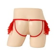 thumbnail image 4 of Tao Tao Men's Low Rise Briefs Shiny Metal Chain Tassel Thongs Feather Trim G-String Underpants Red L, 4 of 4