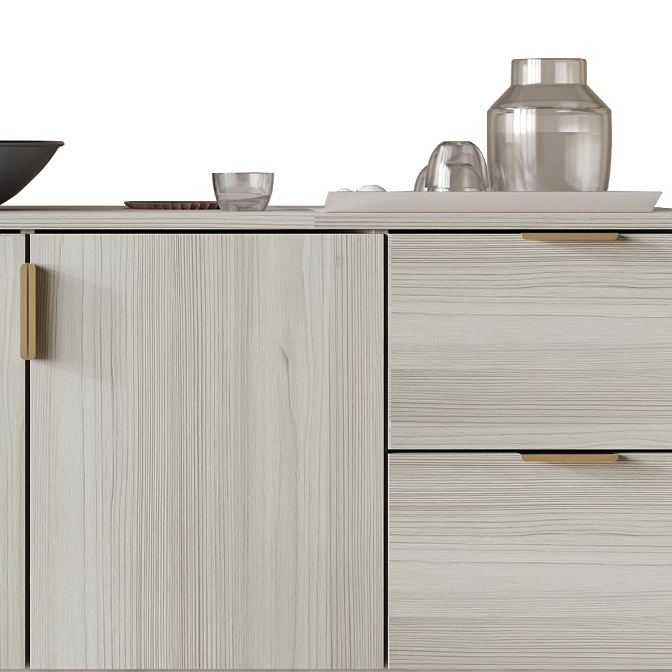 Castle Place Comtemporary Sideboard Accent Cabinet, Light Grey