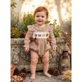 thumbnail image 6 of RUINIXCW Newborn Baby Girl Thanksgiving Outfit Fall Winter Clothes Gingham Plaid Bubble Romper Turkey Embroidery Long Sleeve Bow Playsuit Jumpsuit, 6 of 9
