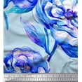 thumbnail image 1 of Soimoi Blue Cotton Duck Fabric Leaves & Floral Print Fabric by The Yard 42 Inch Wide, 1 of 1