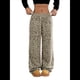 thumbnail image 2 of Pantalones Rectos con Estampado de Leopardo A Cuadros para Mujer, Cintura Elástica, Estilo Y2K, con Bolsillos. Leopardo L, 2 of 10