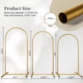 thumbnail image 2 of Sunifier Metal Wedding Arch Backdrop Stand Set of 3 (6ft,6.6ft,7.2ft) with 2 Table Runners, Gold Arch Stand Frame for Birthday Party Wedding Baby Shower Decoration (Gold, 6ft+6.6ft+7.2ft), 2 of 15