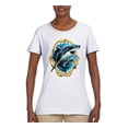 thumbnail image 2 of Ocean Shark Big Mouth Womens Graphic T-Shirt, White, 2XL, 2 of 3