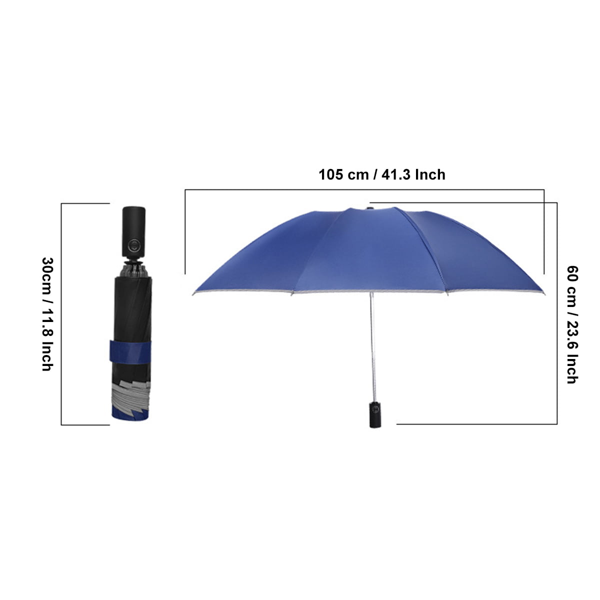 Windproof Travel Umbrella with Teflon Coating FDJASGY Auto Open Close Lightweight Sun&Rain Umbrella with 10 Rib Construction and Reflective Stripe Zipper Pouch 