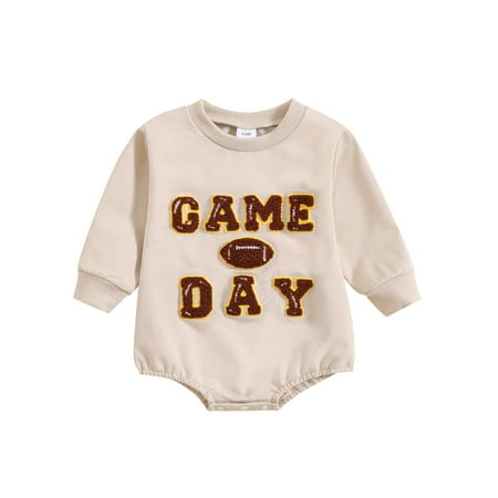

Bslissey Baby Girls Boys Thanksgiving Sweatshirt Romper Long Sleeve Fuzzy Letter Embroidery Bodysuit Infant Toddler Casual Clothes 3M 6M 12M 18M 24M