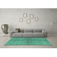 thumbnail image 3 of Ahgly Company Indoor Round Abstract Turquoise Blue Modern Area Rugs, 4' Round, 3 of 4
