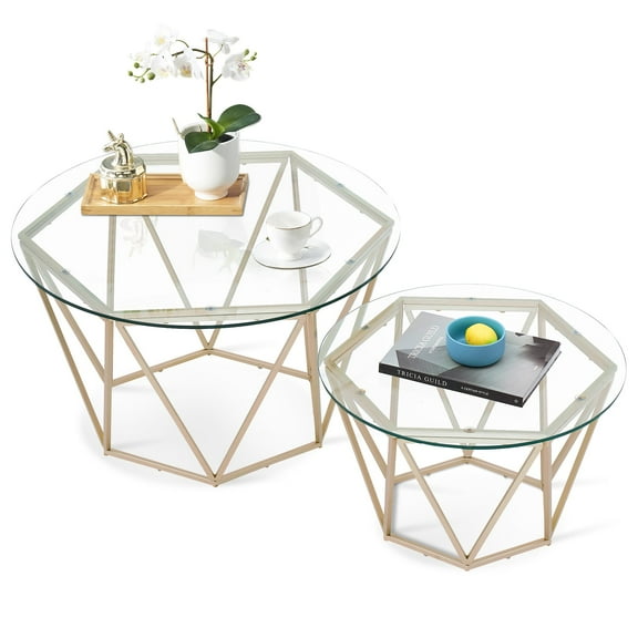 Ivinta Round Coffee Table Set of 2 for Living Room