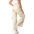 thumbnail image 4 of LWavelet Durable Fabric Cargo Wide Leg Pants Women Daily Casual Wear Beige S, 4 of 5